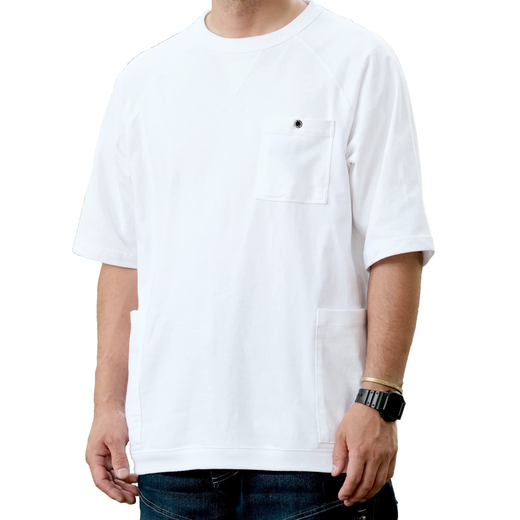 Футболка LL [Kokos Nobuoka] G-947 с 5 карманами и коротким рукавом, белая, белый