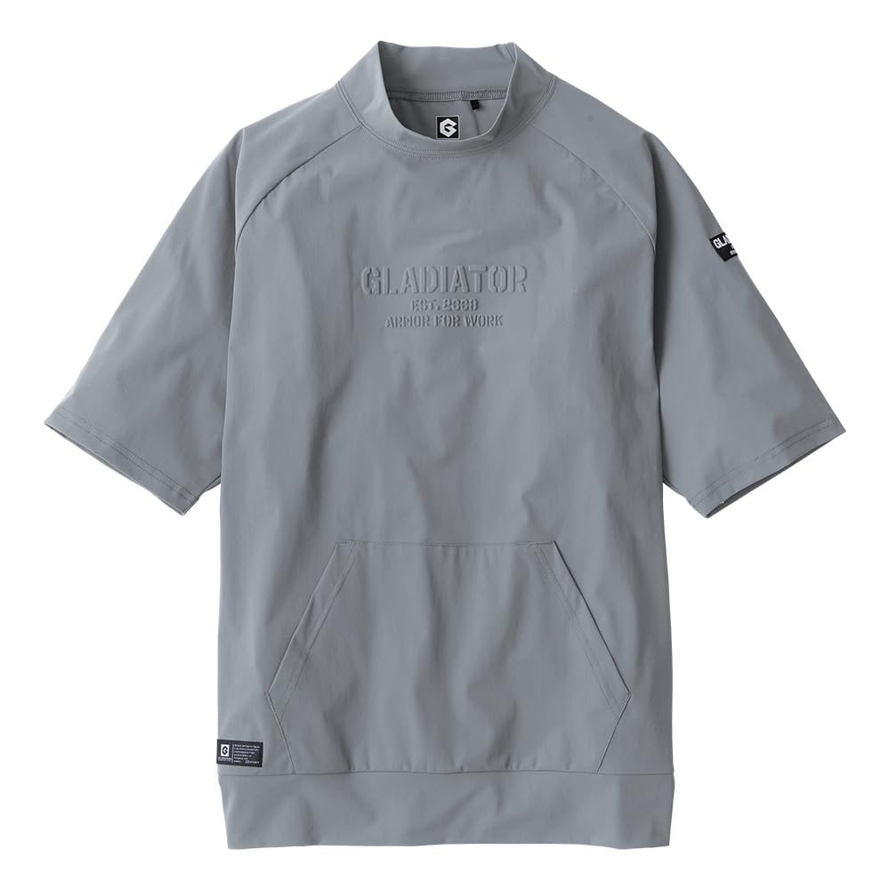 Крутая эластичная рубашка с воротником-стойкой с коротким рукавом L [Kokos Nobuoka] G-7527, серая,