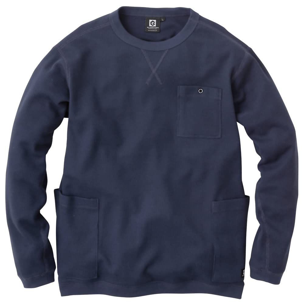 легкий вафельный материал [Kokos Nobuoka] G-438 Футболка с 5 карманами и длинными рукавами, темно-синяя, L,